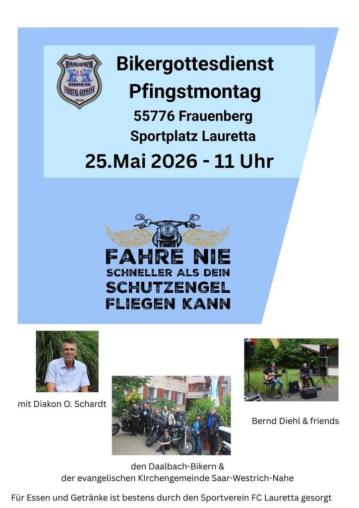 Fahre nicht schneller, als dein Schutzengel fliegen kann 2026 05 08 Bikergottesdienst Foto